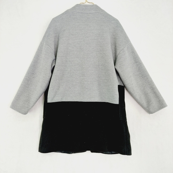 Suzy D Gray Black Color Block Snap Long Sleeve Winter Coat  Z72 - Picture 5 of 8